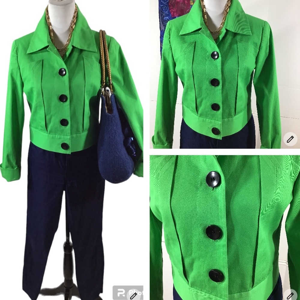 Worth green cropped button up jacket 4